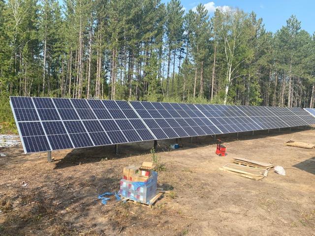 A brand new solar array installation