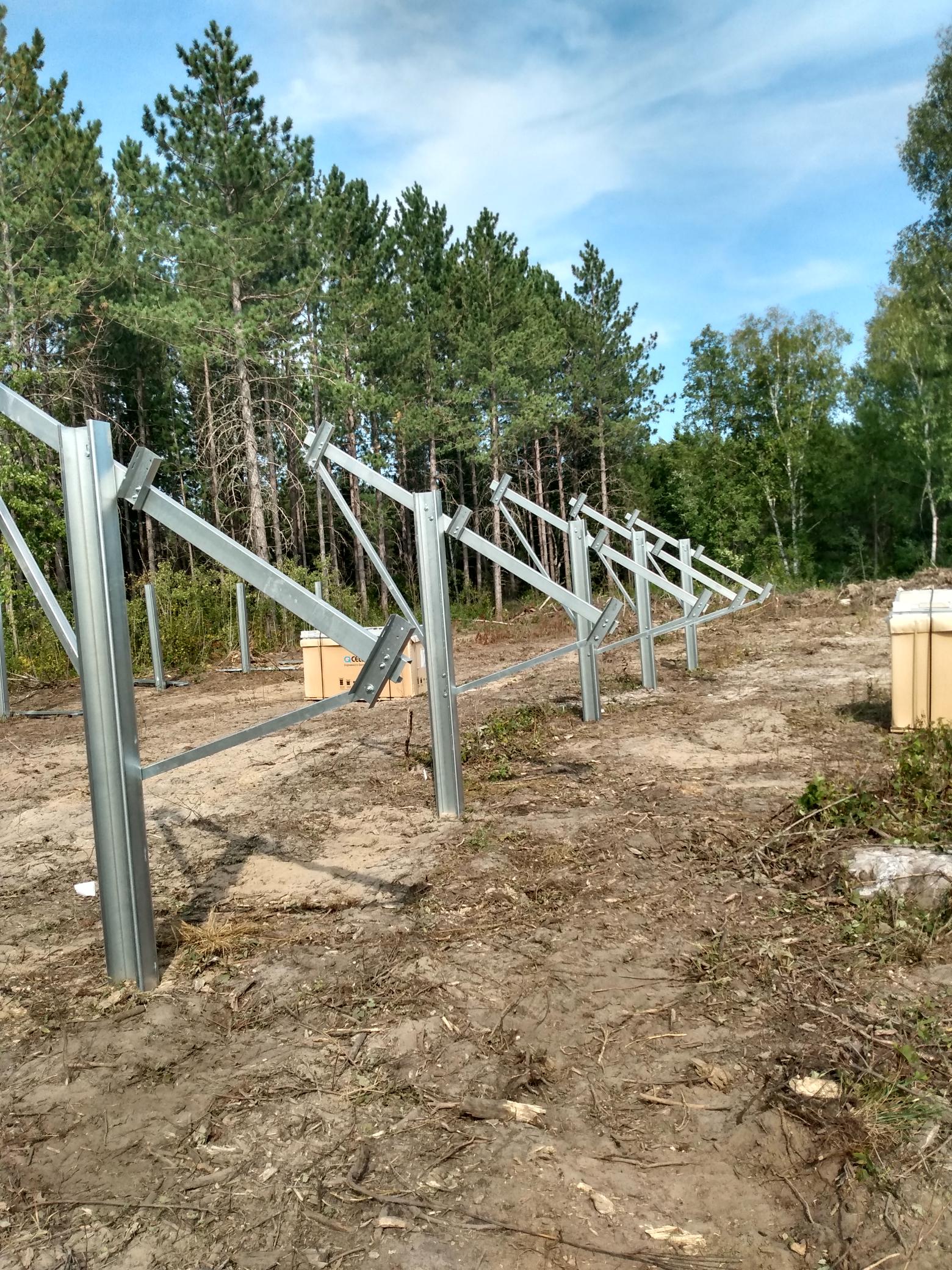 Mountings for solar panels in the woods