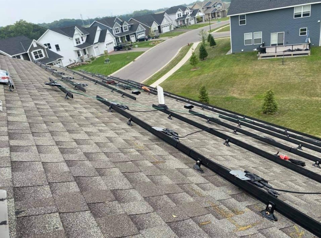 Solar mounts fixed to a roof without panels